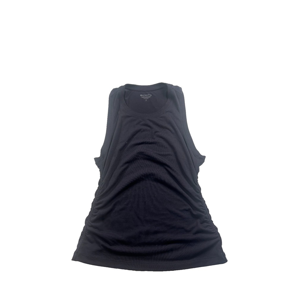 Athleta Black Ruched Tank Top Sleeveless Athletic Womens Small Active Chic Fit